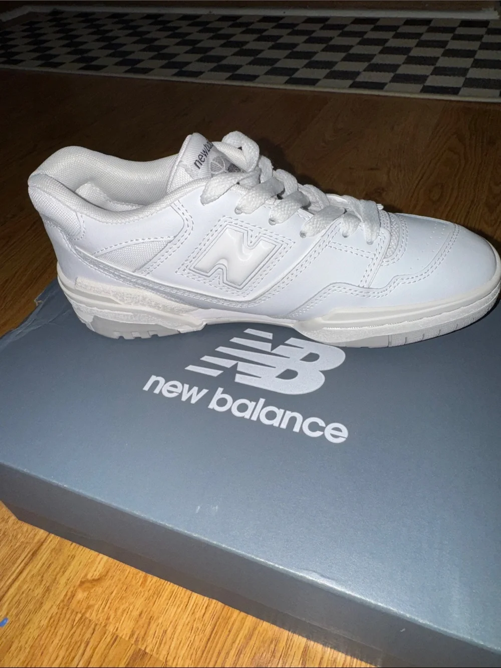 New Balance White Leather Low-Top Sneaker